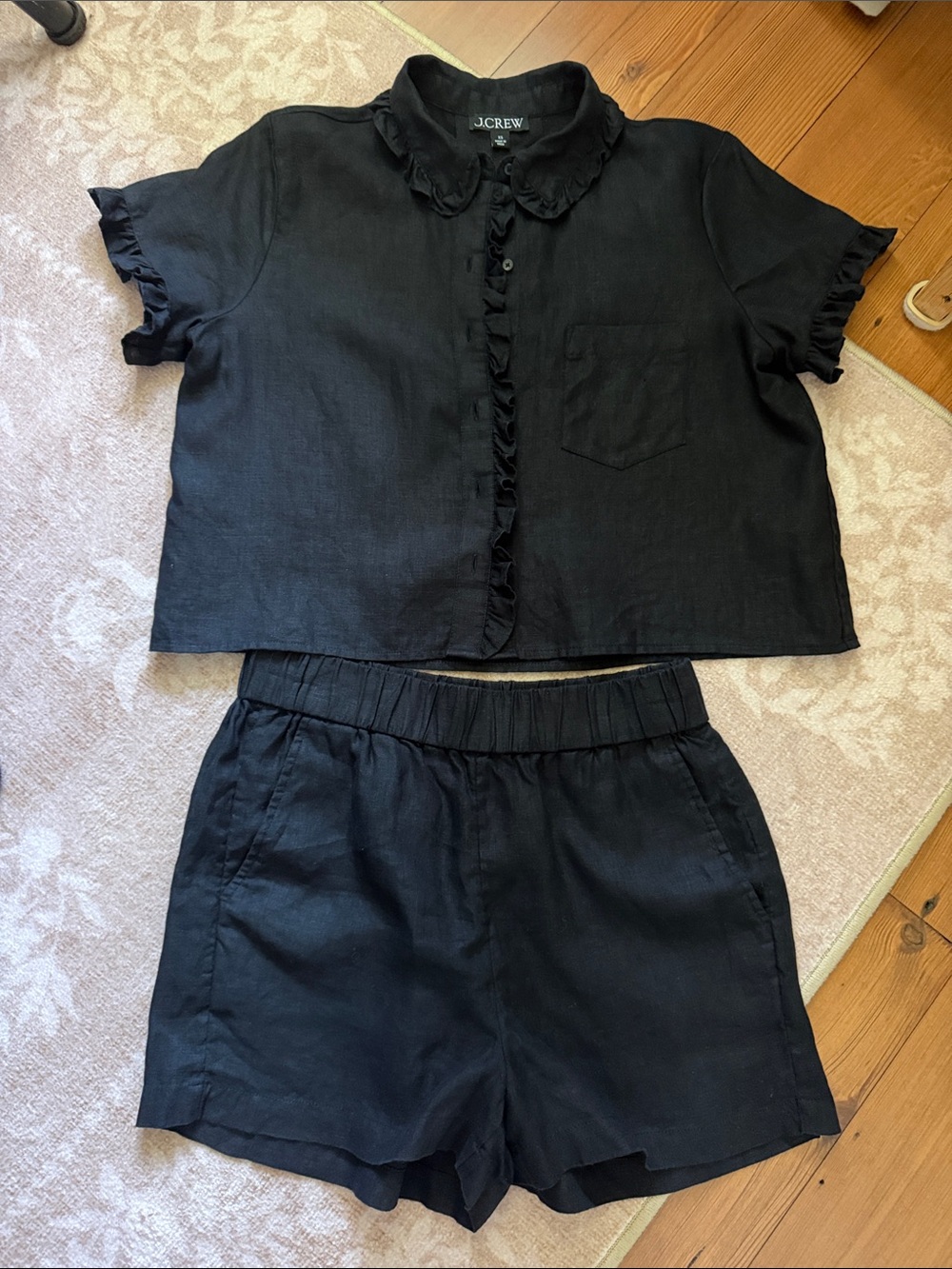 J. Crew black linen short set GUC XS